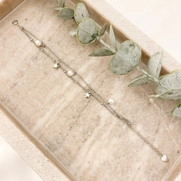 925 Sterling Silver Multi-Layer Bracelet Dainty Minimalist Bracelet - Picture 3 of 5